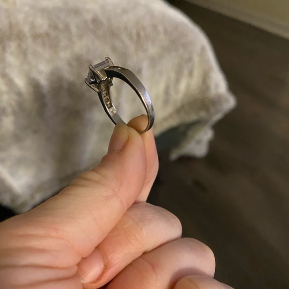 Vtg 90s 925 Silver CZ Princess Cut Solitaire Ring - Picture 6 of 9